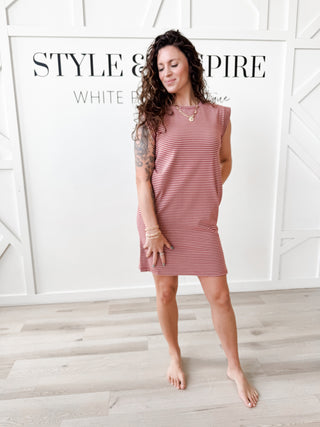 Irene Cap Sleeve Striped Mini Dress