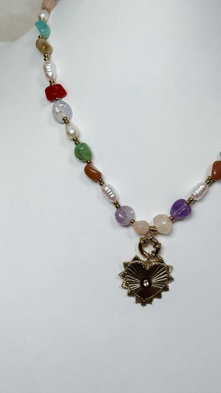 Bead and Heart Charm Necklace. *Final Sale*