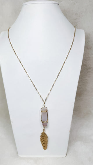 Wire Wrapped Stone and Feather Pendant