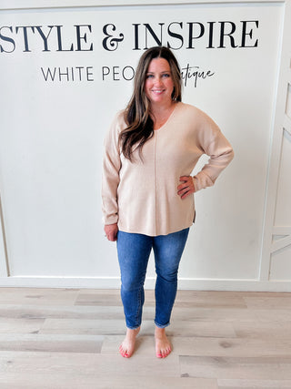 Cielo Center Seamed Mini Waffle Sweater