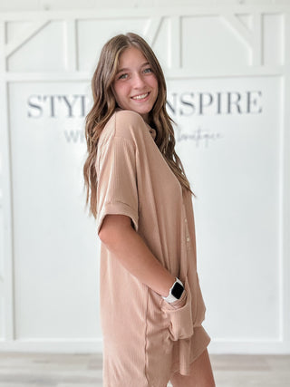 Margo Ribbed Button Down Romper *FINAL SALE*