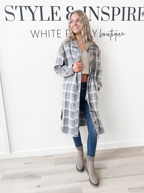 Darby Brushed Plaid Long Shacket