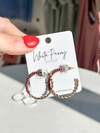 Half Bead and Twist Open Hoop Earring *Final Sale*