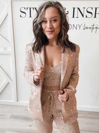 Serena Three Piece Sequin Pant Set *Final Sale*
