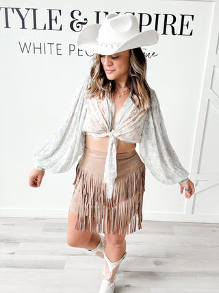 Jasmine Tiered Fringe Mini Skirt