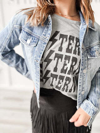 Angelina Uneven Hem Jean Jacket
