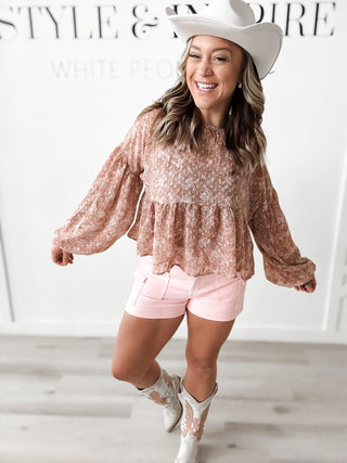 Nora Balloon Sleeve Babydoll Top