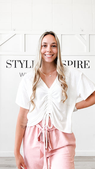 Sienna Ruched Front V-Neck Tee