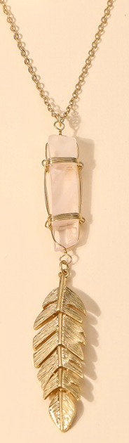 Wire Wrapped Stone and Feather Pendant