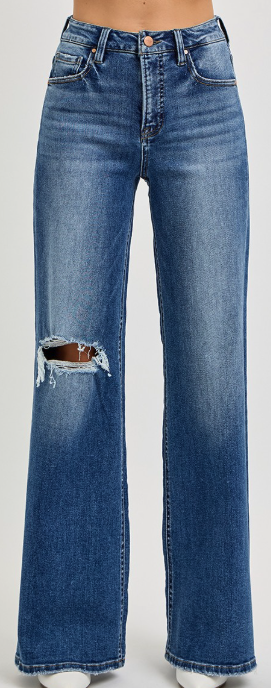 Risen TC Wide Leg Knee Distress Jean