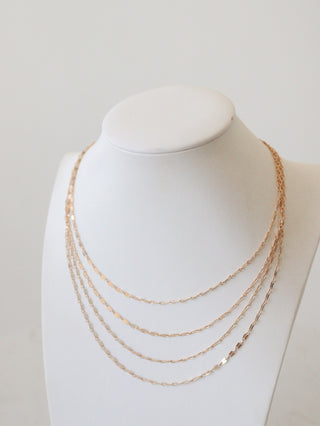 Four Layer Flat Chain Necklace