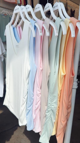 Dierdra Side Ruched V-Neck Tank