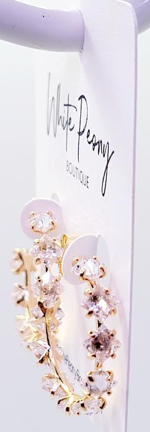 Square CZ On An Open Hoop Earring *Final Sale*