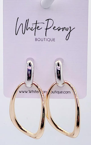 Silver Gold Open Link Earrings. *Final Sale*