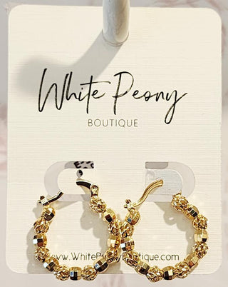 Textured Beaded Hoop Earrings  *Final Sale*