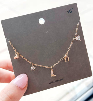 5 Charm Western Stone Necklace. *Final Sale*