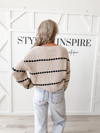Suzie Stripe Balloon Sleeve Sweater