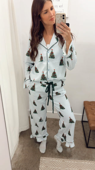 Striped Christmas Tree Pajama Set
