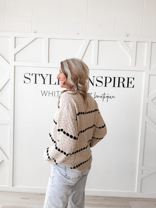 Suzie Stripe Balloon Sleeve Sweater