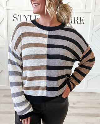 Cadence Color Block Stripe Sweater