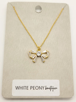 Baguette Bow Necklace. *Final Sale