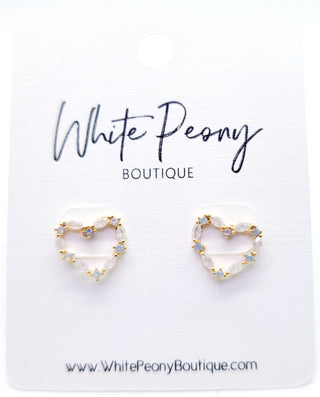 Delicate Gem Open Heart Earrings *Final Sale