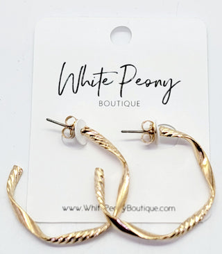 Twisted Etch Open Hoop Earrings