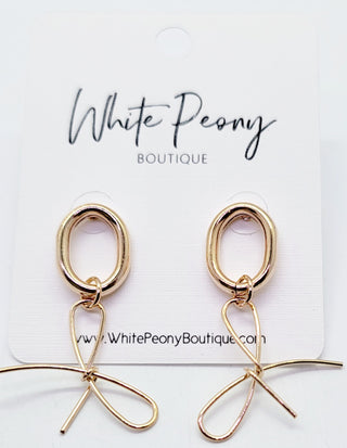 Oval Hoop With Wire Bow Earrings. *Final Sale*