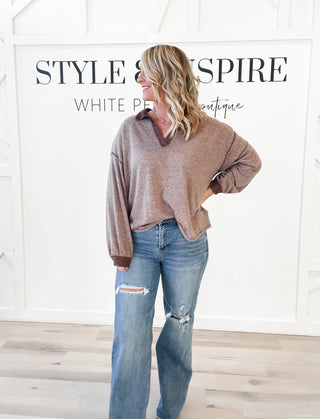 Risen Ripped Wide Leg Jeans