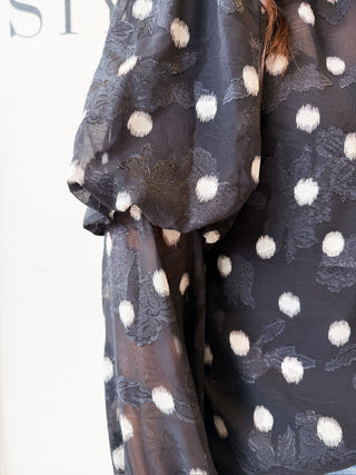 Beatrice Sheer Textured Dot Blouse