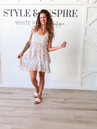 Amelia Flutter Sleeve Tiered Mini Dress