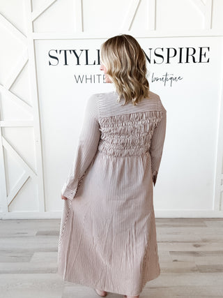 Arlys Stripe Seersucker Shirt Dress