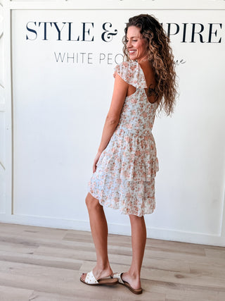 Amelia Flutter Sleeve Tiered Mini Dress