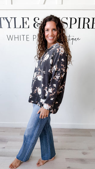 Rebecca Floral Ribbed Top