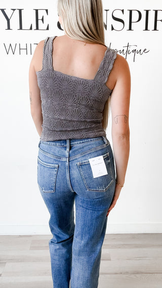 Nikibiki Lace Textured Square Neck Top