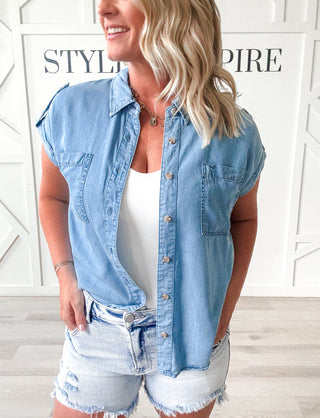 Myra Chambray Tab Sleeve Shirt