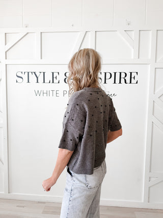 Petey Studded Short Sleeve Sweater