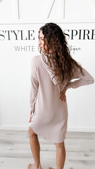 Ellen Urban Ribbed Hoodie Mini Dress