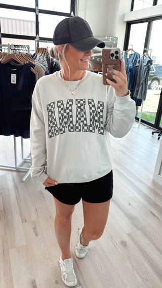 Checkered MAMA Graphic Sweatshirt