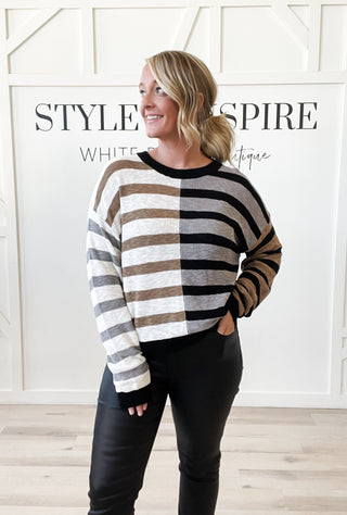 Cadence Color Block Stripe Sweater