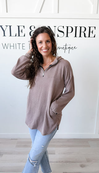 Carmen Half Zip Urban Ribbed Hoodie