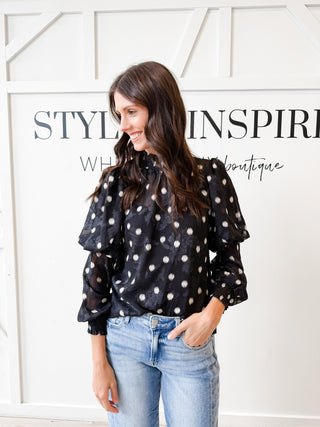 Beatrice Sheer Textured Dot Blouse