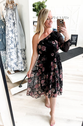 Seraphina Floral One Shoulder High-Low Maxi Dress
