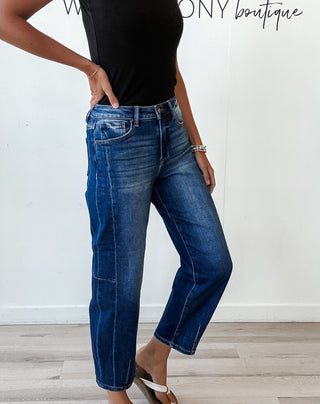 Risen High Rise Barrel Cuffed Jeans