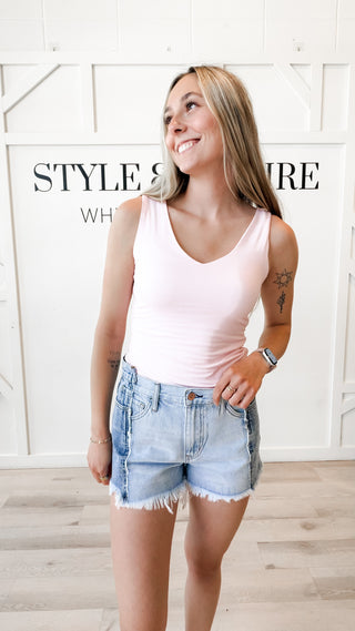 Dierdra Side Ruched V-Neck Tank