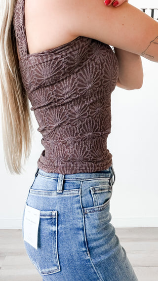 Nikibiki Lace Textured Square Neck Top