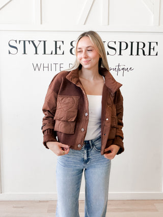 Myra Mixed Media Bomber Jacket