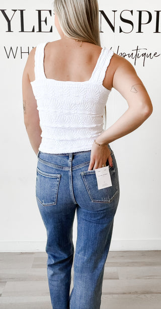 Nikibiki Lace Textured Square Neck Top