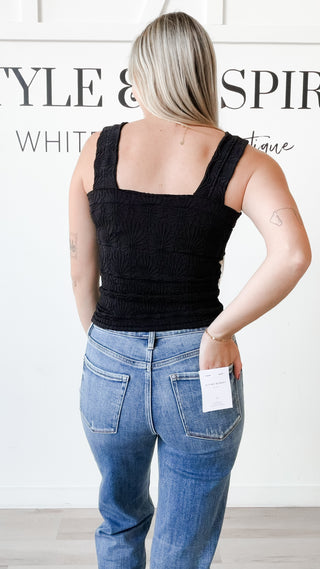 Nikibiki Lace Textured Square Neck Top