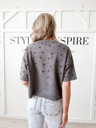 Petey Studded Short Sleeve Sweater